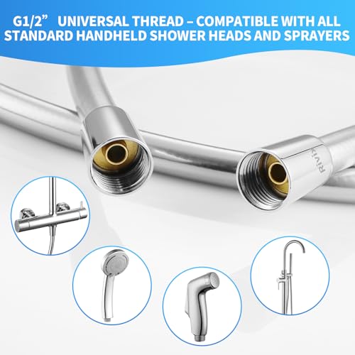 Extra Long Replacement Shower Hose Extension Handheld Shower Head Hose 79 Inches Flexible and Durable with Brass Insert and Nut - color: Silver, size: 79 Inches