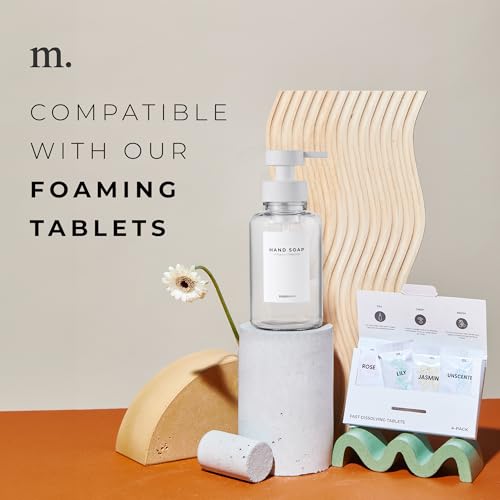 MaisoNovo Glass Foaming Soap Dispenser 14 Oz | Glass Bottles Pumps x 2 Clear - color: Clear Bottles/White Plastic Pumps