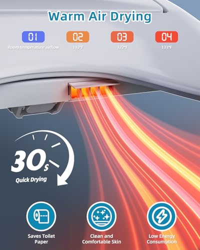 Sanyipace Smart Toilet Seat, Elongated Heated Toilet Seat with Bidet, Warm Water & Air Dryer, Multi-Color Night Light, Electronic Bidet with Soft-Close Automatic Lid, Aromatherapy Function