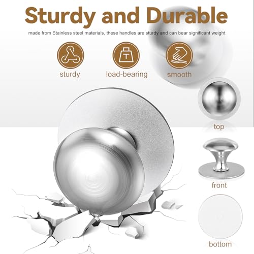 2pcs Self-Adhesive Suction Cup Door Handles Stainless Steel Cabinet Pulls for Shower Doors Glass Sliding Cabinets No Drilling Installation