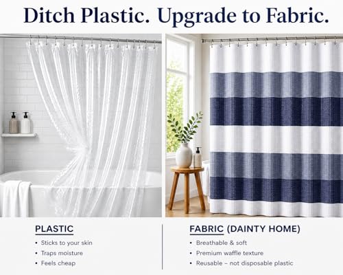 Dainty Home Ombre Waffle Weave Shower Curtain (Navy) - color: Textured Navy Blue