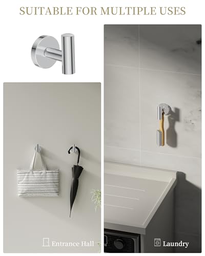 Chrome Bathroom Hardware Accessories Set 5 pcs Double Towel Holder Bar Set | 24 inches Stainless Steel Towel Bar, Towel Racks for Bathroom Robe Towel Hooks Toilet Paper Holder Wall Mounted by BATHLAVISH - color: Polished Chrome
