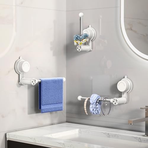 Towel Holder with Suction Cup,Adjustable Length Angle Towel Rack with Aluminum Rod,Sturdy and Reusable Wall Mounted Towel Bar for Bathroom,Kitchen,Porch-1 Pack （Single-Bar） - size: Single-Rod