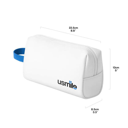 usmile Travel Case for Electric Toothbrush & Water Flosser – Water-Resistant PU Leather Hanging Toiletry Bag, Fits C10, C30, P10S, Y10PRO, Y20PRO, Ideal for Travel, Gym & School(White) - color: White