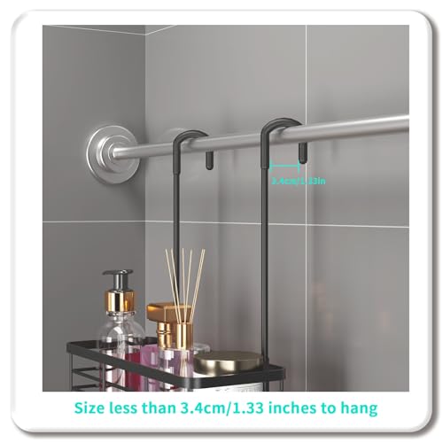HapiRm Hanging Shower Caddy Organizer - No Drilling Shower Organizer with Hooks, Rustproof & Waterproof 304 Stainless Steel Bathroom Shelves - Black - color: Black