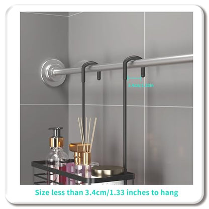 HapiRm Hanging Shower Caddy Organizer - No Drilling Shower Organizer with Hooks, Rustproof & Waterproof 304 Stainless Steel Bathroom Shelves - Black - color: Black