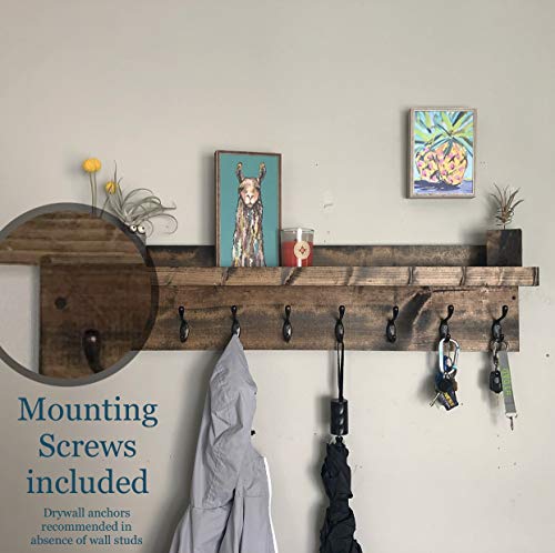 Coat Rack with Shelf Wall Mounted with Storage (Choose Your Length) Towel Rack Entryway Organizer Key Hooks (36" L (9 Hooks)) - size: 36"L (9 hooks)