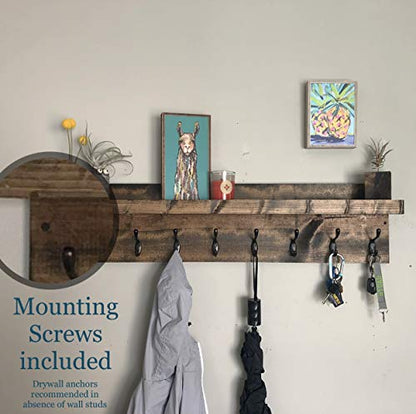 Coat Rack with Shelf Wall Mounted with Storage (Choose Your Length) Towel Rack Entryway Organizer Key Hooks (36" L (9 Hooks)) - size: 36"L (9 hooks)