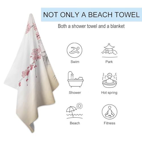 Bamboo and Cherry Blossoms Beach Towel Classic Super Absorbent Quick Dry Pool Towel Extra Large Soft Bath Towels Oversized Swim Towels Travel Beach Blanket for Adult Men Women 51 X 31 Inches