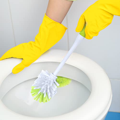 Pine-Sol Toilet Bowl Cleaner Brush with Holder | Heavy Duty Cleaning Wand with Under The Rim Scrubber, Non-Slip Handle, Storage Caddy | Bathroom Supplies, Yellow, Green - size: (Pack of 1)