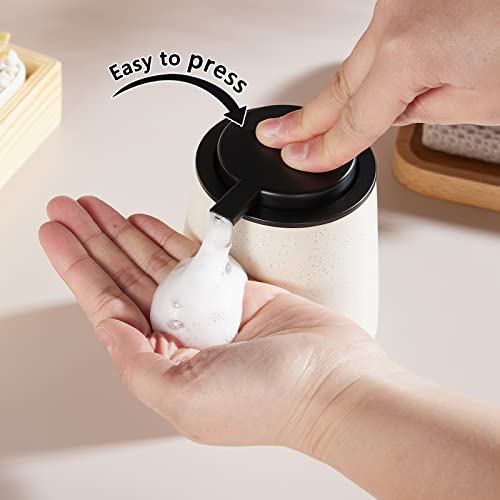 12Oz Hand Soap Dispenser - 2 Pack Ceramic Foam Soap Dispenser Set | Foaming Dispenser with Easy-to-Press Pump, Reusable and Refillable Dish Soap Dispenser for Bathroom & Kitchen, Speckled Beige - color: Beige Foaming Dispenser