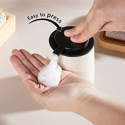 12Oz Hand Soap Dispenser - 2 Pack Ceramic Foam Soap Dispenser Set | Foaming Dispenser with Easy-to-Press Pump, Reusable and Refillable Dish Soap Dispenser for Bathroom & Kitchen, Speckled Beige - color: Beige Foaming Dispenser