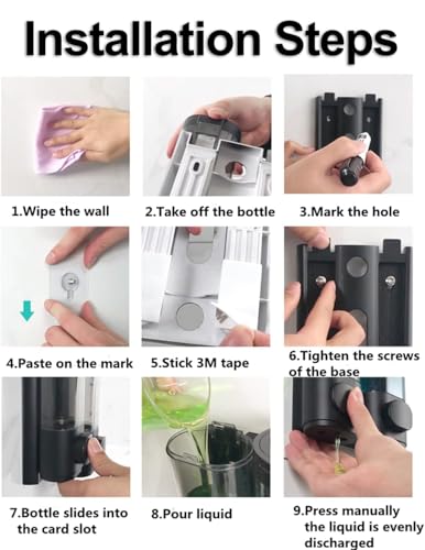 2-Chamber Soap Dispensers Wall Mount,400ml Bathroom Shower Dispenser,Press Manually Lotion Shower Soap Dispenser Use for Home,Bath,Kitchen,Hotels,Apartment,Restaurants(Black) - color: Black, size: 2 Chamber