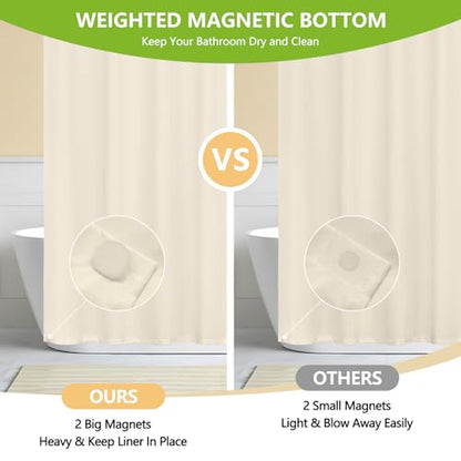 Seenus Soft Microfiber Stall Shower Curtain Lightweight with Waterproof TPU Backed, 36 x 72 Inch Beige Small Shower Curtain with 2 Large Magnets,Washable Cloth Bathroom Shower Stall Curtain - color: Cream, size: 36"W x 72"L (Pack of 1)