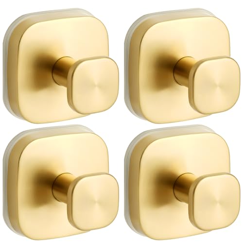 Suction Cup Hooks for Shower, No-Drill Towel Hooks for Bathrooms, Kitchen, Glass Door, Mirror, Tile, Shower Suction Hooks for Hanging Towels, Robe, Loofah, Christmas Wreath (Gold, 4 Pack) - color: Gold, size: 4 Pack