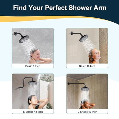 BRIGHT SHOWERS Shower Arm with Flange 10 Inches Solid Brass Shower Head Extension Arm, Wall Mounted Shower Pipe Arm for Rainfall Shower Head and Handheld Showerhead, Oil-Rubbed Bronze - color: Oil Rubbed Bronze, style: Basic 10 Inch