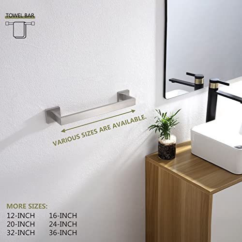 KOKOSIRI 12-Inch Single Towel Bar, Bathroom Kitchen Towel Holder, Wall Mounted SUS304 Stainless Steel Towel Rack, Brushed Nickel, B4003BR-L12 - color: Brushed Steel, size: 12-Inch