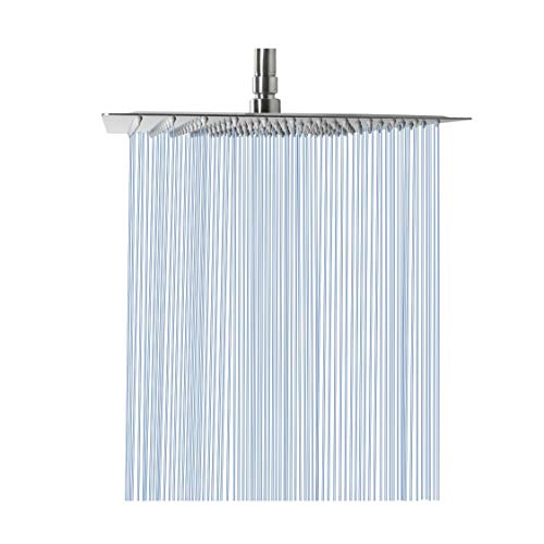 NearMoon Rain Shower Head, High Flow Stainless Steel Square Rainfall Shower, Waterfall Bath Shower Body Covering, Ceiling or Wall Mount (12 Inch, Brushed Nickel) - color: Brushed Nickel, size: 12 Inch Square