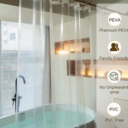60x74 Inch Plastic Shower Curtain, Clear 8G Heavy Duty Waterproof 74 Inch Shower Curtain Liner Long with 3 Magnets and 10 Rustproof Grommets（ 60 x 74） - color: 8g-clear, size: 60"W x 74"L (Pack of 1)