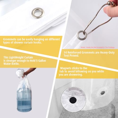 ZEMAHOME Extra Large Size PEVA Plastic Shower Curtain Liner Premium Light Weight 82" x 74" Clear Bathroom Shower Showroom Curtain Liner with Rustproof Metal Gromments and Weighted Magnet - color: A01-clear, size: 82"W x 74"L (Pack of 1)