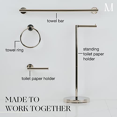 MARMOLUX ACC 2PCS Chrome Bathroom Hardware Set - Hand Towel Holder for Bathroom Wall & Toilet Paper Holder Wall Mount - Towel Holder Hanger Rack Stainless Steel Bathroom Set - Bathroom Towel Ring - color: Polished Chrome, size: 2pc Bundle