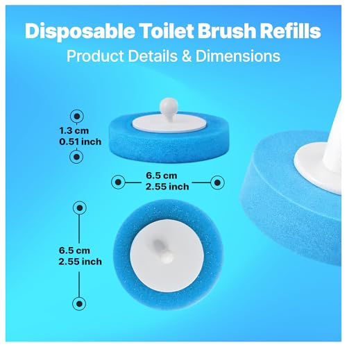 CiLoN 24 Pack Disposable Toilet Bowl Brush Refills Only for Auto-Open Lid | Wall-Mounted Disposable Toilet Cleaning Set For Touch-Free Space-Saving Hygienic Modern Bathrooms (Ocean Breeze + 24 Sponge) - size: 24 Refills + Ocean Breeze
