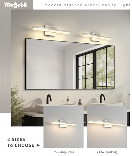 Brushed Nickel Vanity Lights - Dimmable 5CCT Bathroom Lighting Fixtures Over Mirror, Adjustable Angle Wall Light, 15.75" Long 12W LED Bar Light - size: 15.75inch Long