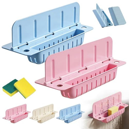 Foldable Sink Splash Guard with Suction Cups, 13.9 inch Sink Water Splash Guard, Detachable Reusable Kitchen Water Baffle Anti-Splash, with Flip-down Storage Rack, Easy to Clean (2pcs-A) - color: 2pcs-A