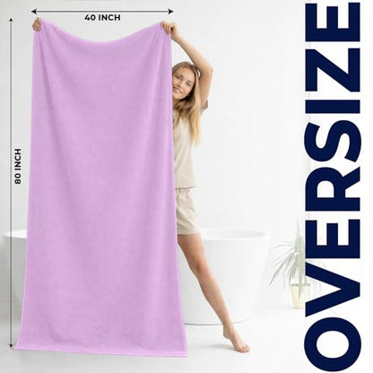 DAN RIVER Pack of 1 Jumbo Bath Sheet 40x80 Inches, XL Towels Oversized for Adults, Fluffy and Soft Plush Towels - Lavender - color: Lavendar