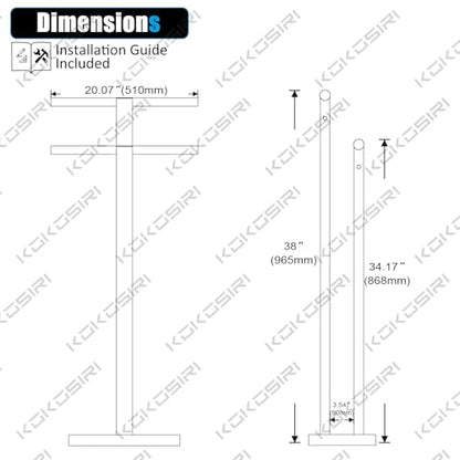 KOKOSIRI Floor Stand Towel Rack for Bathroom 2-Tier Free Standing Towel Holder with Heavy Marble Base Thicken Steady Design Polished Chrome Stainless Steel THS0005-CH - color: Polished Chrome