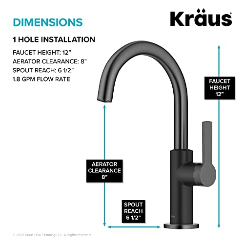 Kraus Oletto Single Handle Kitchen Bar Faucet in Matte Black/Spot Free Black Stainless Steel, Kitchen Sink Faucets, KPF-2822MBSFSB - color: Matte Black/Spot Free Black Stainless Steel, style: Bar Faucet