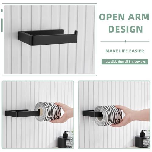Angle Simple Toilet Paper Holder Matte Black, Bathroom Paper Roll Holder | SUS304 Stainless Steel Tissue Hanger Dispenser for Restroom, Screw Wall Mount - color: Matte Black