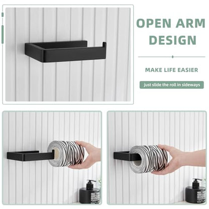 Angle Simple Toilet Paper Holder Matte Black, Bathroom Paper Roll Holder | SUS304 Stainless Steel Tissue Hanger Dispenser for Restroom, Screw Wall Mount - color: Matte Black