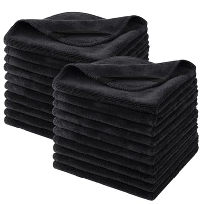 Microfiber Facial Cloths Fast Drying Washcloth 12inch x 12inch Black 20 pack - color: Black-1, size: 1 Count (Pack of 20)