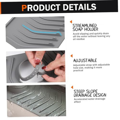 Silicone Sink Splash Guard, 30 Inch Foldable Mat - Adjustable Lock Guard for Kitchen Behind Faucet, Counter Protection(Grey) - color: Gray