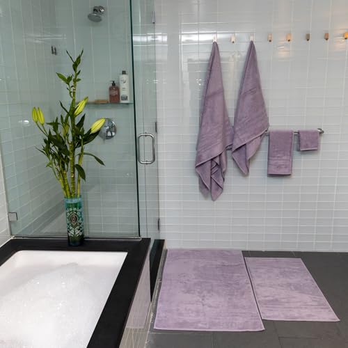Mosobam Turkish Washcloths, 8 Pack, 13 x 13 in, 700 GSM, Lavender Aura | 8 washcloth face towels, 13 x 13 in, 700 GSM, 50% viscose made from bamboo and 50% Aegean Turkish cotton, plush and absorbent - color: Lavender Aura, size: Washcloths, Set of 8