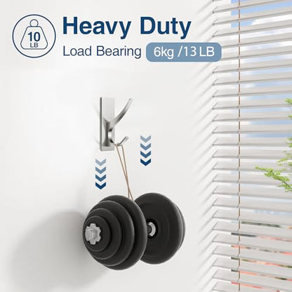 10 Pack Self Adhesive Towel Hooks: Extra Strong 13LB, Stainless Hook for Hanging Loofah, Towels, Coat, Bath Robe Bathroom Shower, Brushed Nickel - color: Brushed Nickel, size: 10 Pack