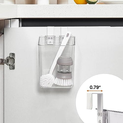 2 Pack Plastic Over Cabinet Door Organizer with Removable Hooks, Clear Hanging Baskets for Organizing Over the Cabinet Organizer Holder for Kitchen, Bathroom-Hang Outside or Inside Door-M - style: M