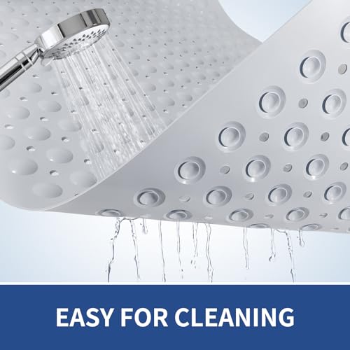 OTHWAY Extra Large Shower Mat 47"x 32", TPE Non Slip Shower Mat for Shower Stall, Inside Walk in Shower Mats with Drain Holes Suction Cups, Anti-Slip for Elderly (Light Grey) - color: Light Grey