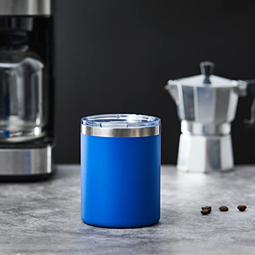 MEWAY 12 oz Lowball, Tumbler Stainless Steel Double Wall Vacuum Insulated Mug with Straw and Lid, Cleaning Brush ，Durable Powder Coated Insulated Coffee Cup for Cold & Hot Drinks (Navy,4 pack) - color: Navy