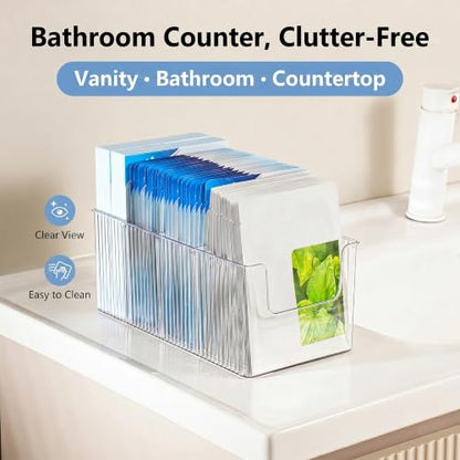 Skin Care Organizer & Face Mask Organizer with 4 Compartments | Sheet Mask Organizer & Makeup Palette Storage, Stackable Vanity Bin for Bathroom Countertop, Eyeshadow & Skincare Storage