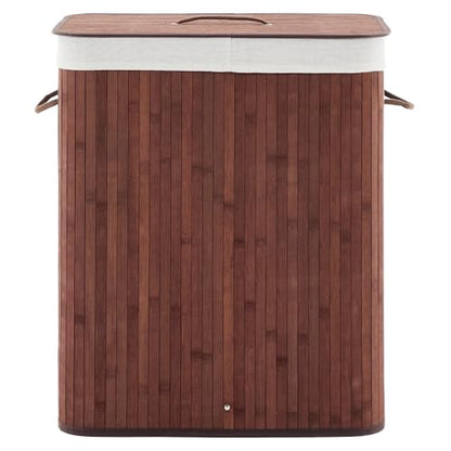 GarveeHome Folding Bamboo Laundry Hamper with Lid, 28 Gal /106L Wooden Laundry Basket with Washable Liner Bag, Slim Clothes Storage Hamper for Small Bedrooms Apartments Dorms, Brown - color: Brown - Rectangle