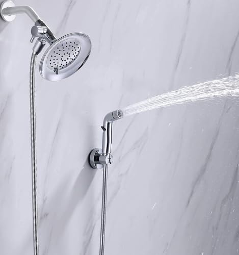 G-Promise 2 Mode Dog Shower Attachment with Extra Long Hose | High Pressure, with Flow Control Lever, Easy to Install, No-Drill Hook Mount - color: Chrome, size: 100 Inch Hose