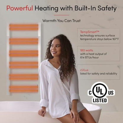 WarmlyYours Grande Heated Towel Rack, 12 Bars, Polished Stainless Steel | Wall-mounted electric towel warmer rack and dryer, 120V hardwired, flat heated bars for towels and bathrobes - color: Polished Stainless Steel, size: 12 Bars