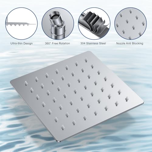 Rain Shower System 12" & 6" Dual Shower Heads Ceiling Shower Faucet Set | Ideal for bathroom remodels and upgrades with 12" rain shower, 6" angled shower, handheld spray and complete valve kit. - color: Polished Chrome, size: Ceiling Mounted - 12"+6" Show