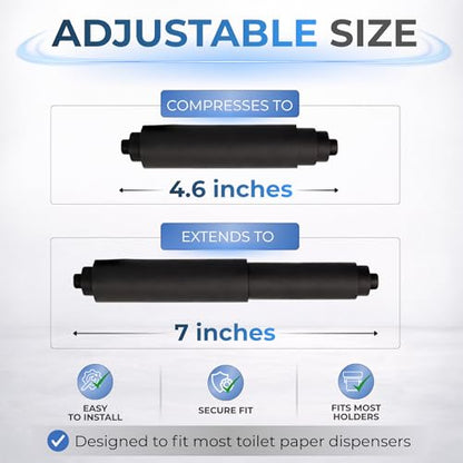 Toilet Paper Holder Spring Rod | Toilet Paper Roller Replacement | Standard & 7 Inch Size Toilet Paper Holder Replacement Rod (1, Black) - color: Black