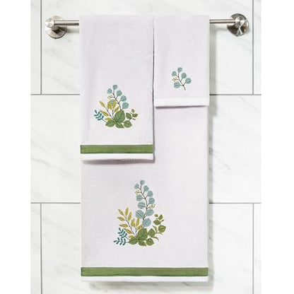 Verdant 4-Piece Luxury Towel Set, Applique Embroidered Bouquet, Plush Turkish Cotton, Durable & Quick Dry, Vibrant Bathroom Ensemble, 2 Bath 2 Hand Towels, Silver - color: Silver, size: 2 Pcs Bath 2 Pcs Hand Towel