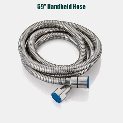 Heyalan Hand-held Shower Head Set-SUS304 Handheld Shower, Brushed Nickel | SUS304 stainless steel wand, curved-style design, single rain spray, 59-inch long hose and standard 1/2-inch connection - color: Brushed Nickel, style: Curved Style