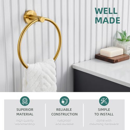 Angle Simple Bathroom Towel Holder, Towel Ring Swivel, Brushed Dark Gold | Solid SUS304 Stainless Steel, Kitchen Dishrag Hanger 7.09", Move Up & Down, Screws Wall Mount - color: Brushed Dark Gold