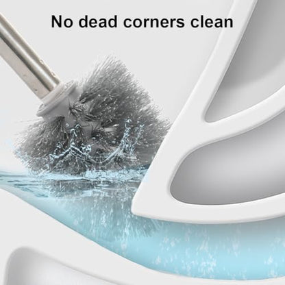 Toilet Bowl Brush and Holder,Toilet Brush with Crevice Cleaning Brushes,No Dead Corner Clean Wall Mounted Compact Toilets Brushes Set,Durable Bristles for Bathroom,RV(White Grey)